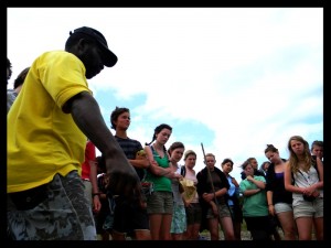 students learning about the fishing kraal in kosi bay
